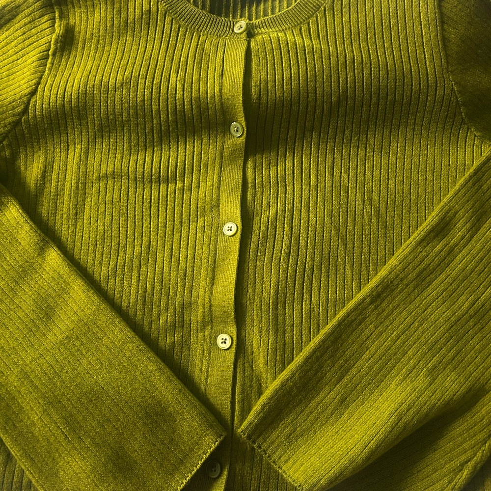 Wild Fable Chartreuse Ribbed Cardigan